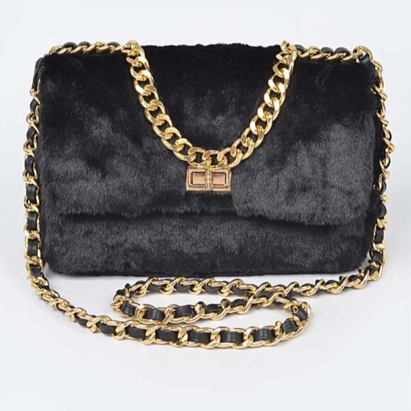 FAUX FUR SHOULDER PURSE - Picture 1 of 2